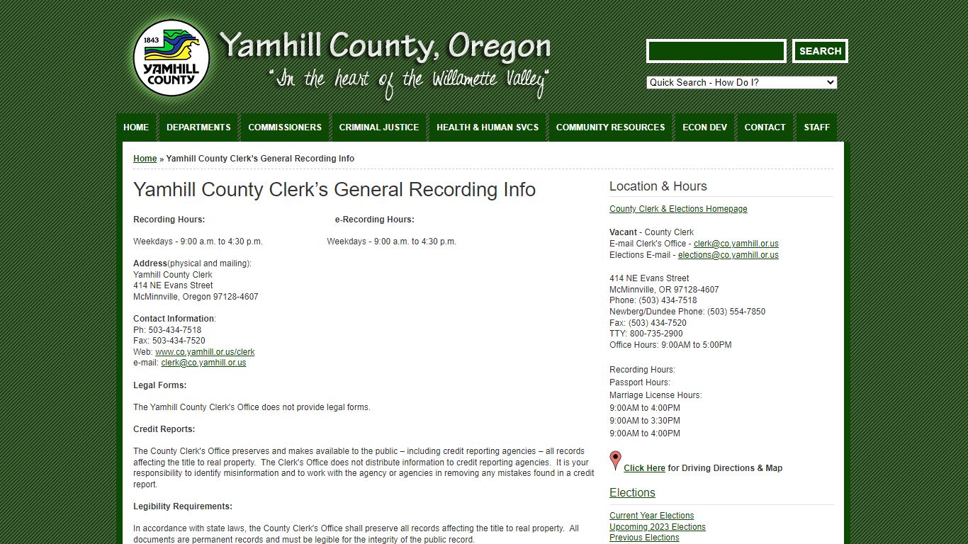 Yamhill County Clerk’s General Recording Info | Yamhill ...